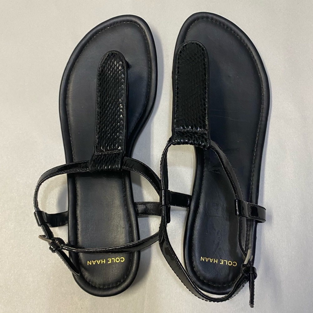 Cole Haan Women’s Sandals Shoes Size 9B Leather Patent Strappy Flats NWOT - Picture 5 of 13